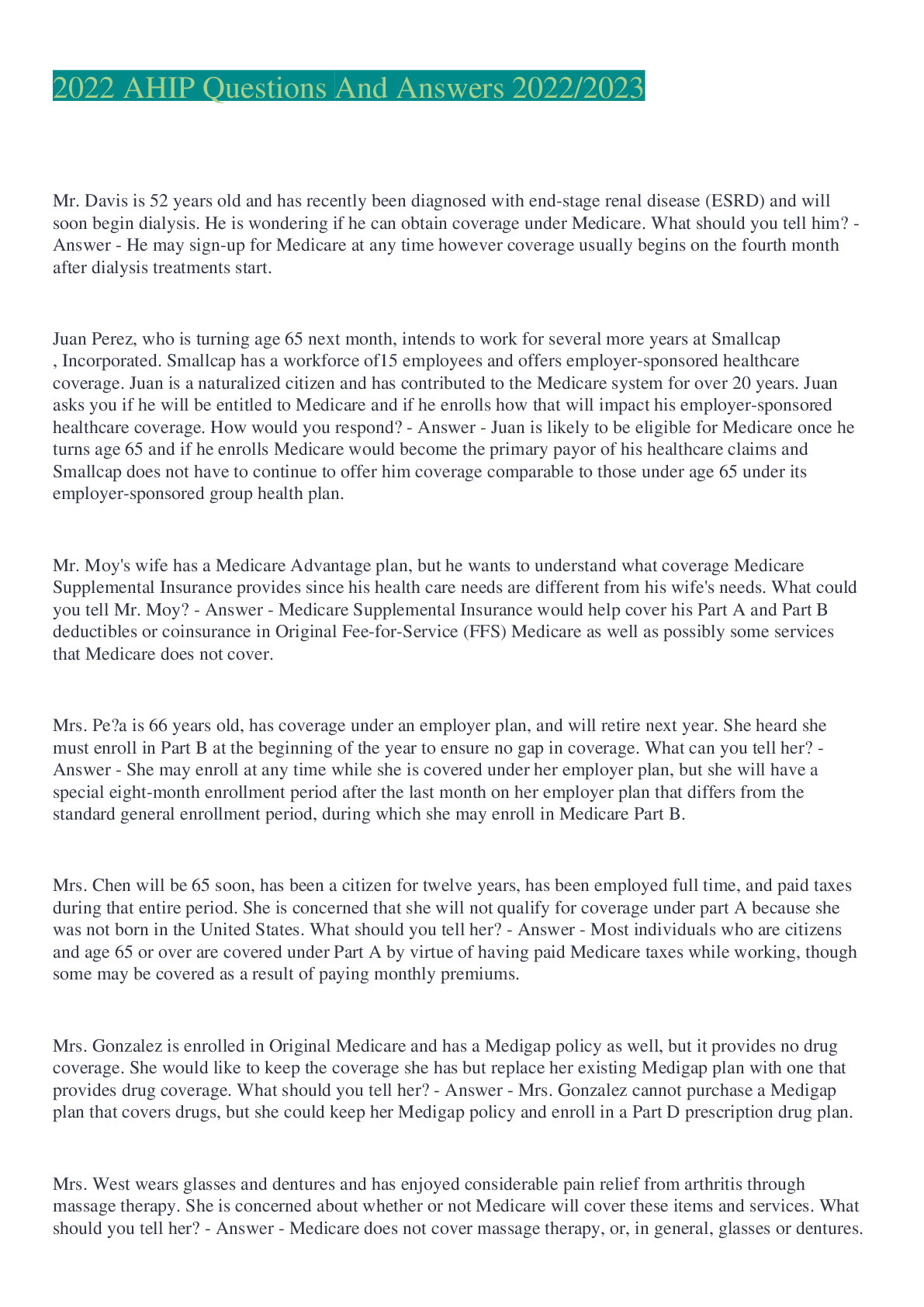 Preview image for 2022 AHIP Questions And Answers 2022/2023